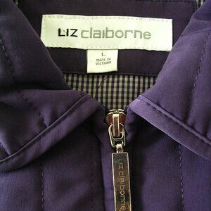 Liz Claiborne Womens vintage plum semi-fitted, hip-length quilted jacket  Sz L